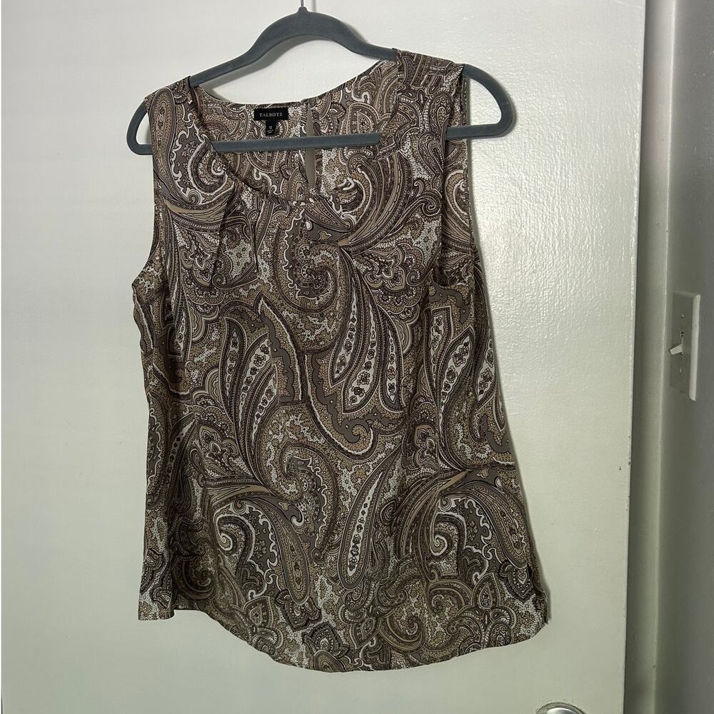 Talbots 100% Silk Paisley Pleated Tank Top